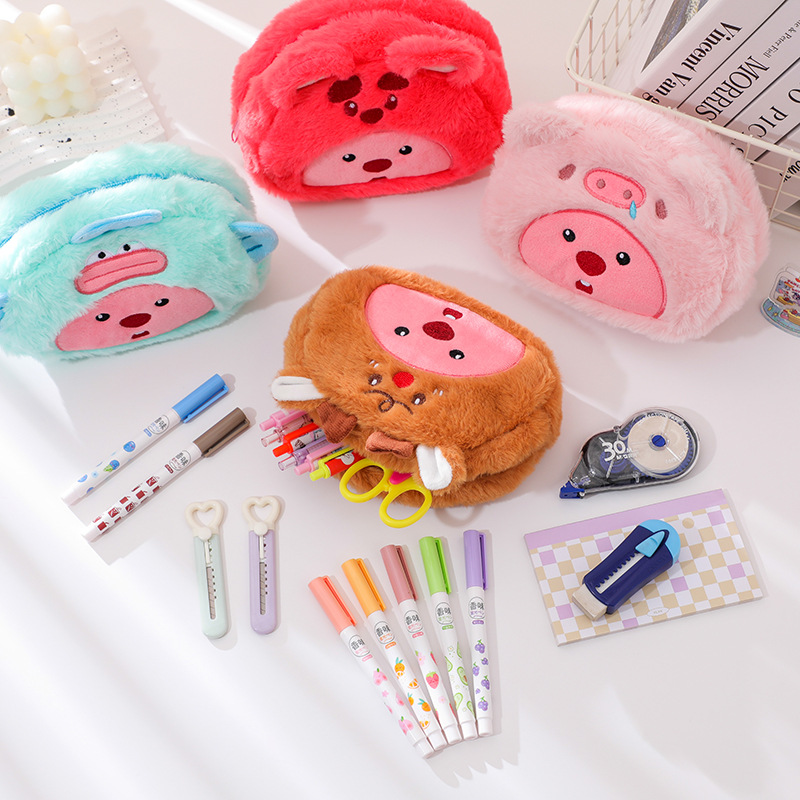 Cartoon Plush Pencil Bag Stude - đánh giá và giá Pencil Case Large